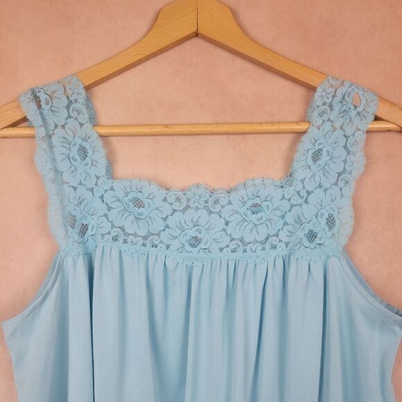 Vintage Komar Blue Lace Sleevless Nightgown Slip size Small - Picture 2 of 5